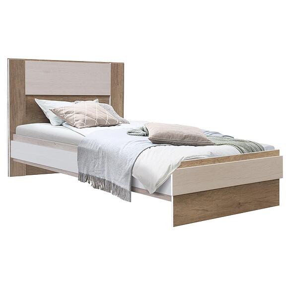 Кровать 1-09 «Юнона Лайт» П3.0582.1.45, ადგილი: ლდსპ, ფერი: ღია ბორდოს მუხა + კანიონის მუხა, საძილე ადგილი: 2000х900 мм, ზომა: 2074×1006×890