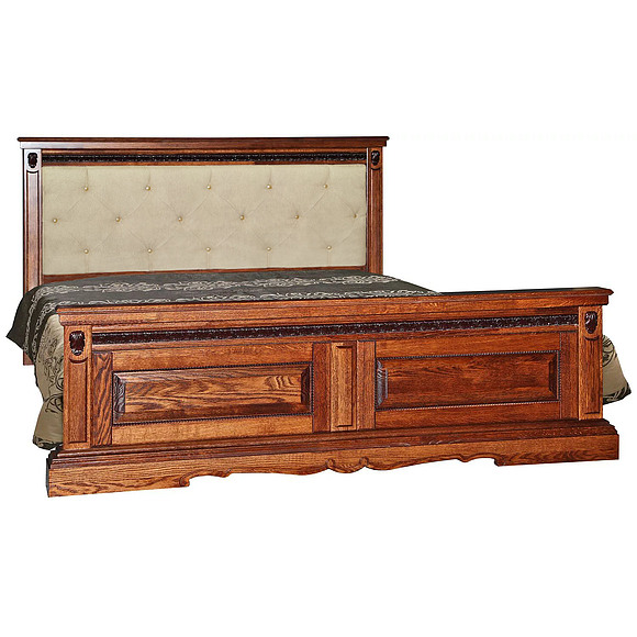 ორადგილიანი საწოლი «მილანა» მაღალი ფეხებით,რბილი საზურგე , ადგილი: მასიური მუხა, ფერი: ბლისფერი, ტრანსფორმაციის მექანიზმი: მექანიზმის გარეშე, საძილე ადგილი: 2000x1600 мм, ზომა: 2187x1772x1035