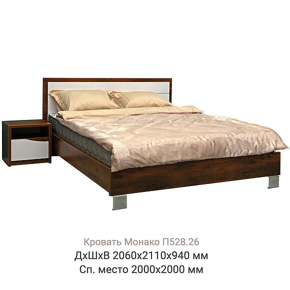 ორადგილიანი საწოლი «მონაკო» ლითონის. სვეტებით, ადგილი: ლდსპ, ფერი: მუხა სატერი+თეთრი პრიალა, საძილე ადგილი: 2000x2000 мм, ზომა: 2060х2110х940 мм