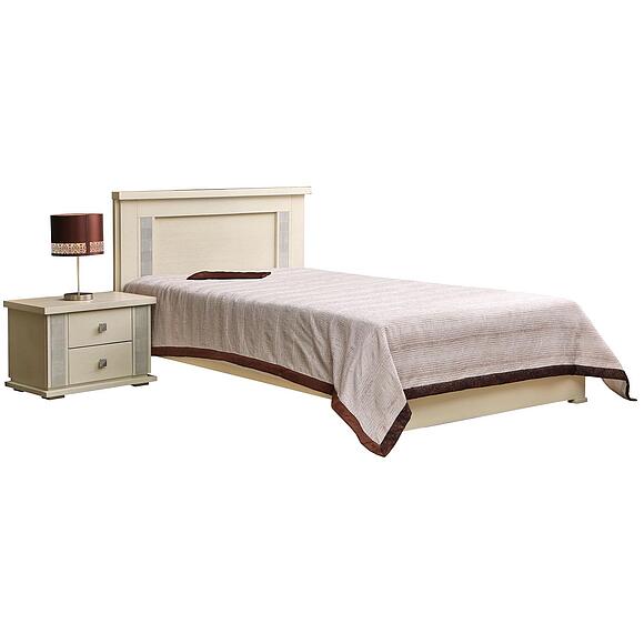 Кровать одинарная «Тунис» П6.343.1.08 (П344.08), Материал: ДСП+шпон, Цвет: Слоновая кость с серебром, Спальное место: 2000x900 мм, Размер: 2088х1024х970