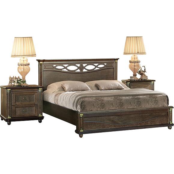 ორ ადგილიანი საწოლი «ვალენსია დ კლასიკი», ადგილი: მასიური მუხა, ფერი: თამბაქო, საძილე ადგილი: 2000x1600 мм, ზომა: 2131х1794х1031