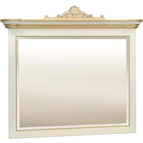 Зеркало настенное «Алези Люкс» П1.349.0.14 (П350.14л), Материал: Массив (дуб), Цвет: Слоновая кость с золочением