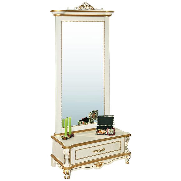 Зеркало напольное «Алези Люкс» П1.349.0.15 (П350.15л), Материал: Массив (дуб), Цвет: Слоновая кость с золочением
