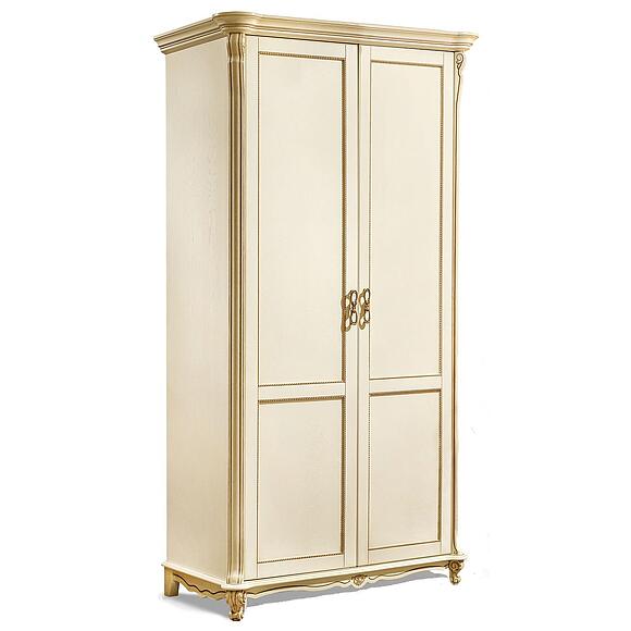 Шкаф для одежды 2д «Алези» П1.350.1.03 (П349.24), Материал: Массив (дуб), Цвет: Слоновая кость с золочением