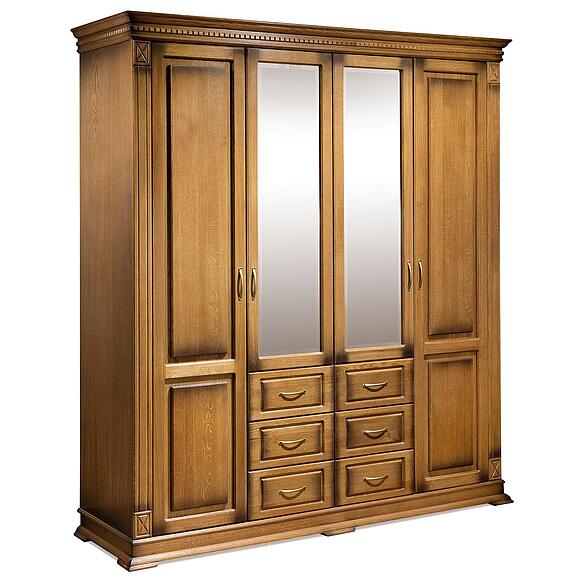 ტანასაცმლის კარადა 4დ «ვერდი კლასიკი» პ3.0487.1.01, ადგილი: მასიური მუხა, ფერი: მუხის რუსტიკალი დაძველების ეფექტით