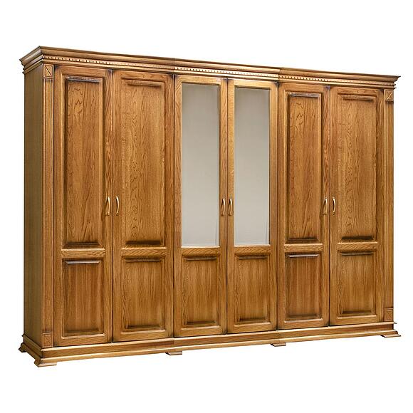 ტანსაცმლის კარადა 6დ «ვერდი კლასიკი» პ3.0487.1.28, ადგილი: მასიური მუხა, ფერი: მუხის რუსტიკალი დაძველების ეფექტით