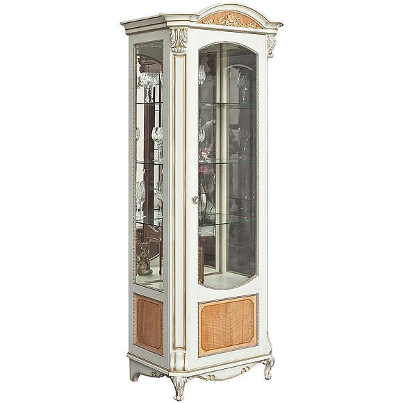 Шкаф-витрина «Альба» П4.485.0.08 (П485.08), Цвет: Слоновая кость с золочением