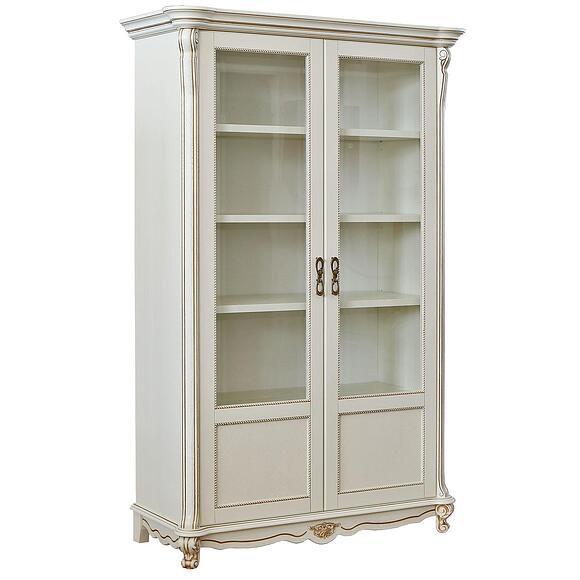 Шкаф 2д «Алези» П1.350.0.25 (П350.25), Материал: Массив (дуб), Цвет: Слоновая кость с золочением