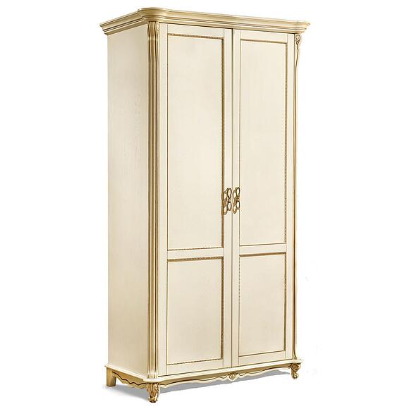 Шкаф для одежды 2д «Алези» П1.350.1.01 (П349.10), Материал: Массив (дуб), Цвет: Слоновая кость с золочением