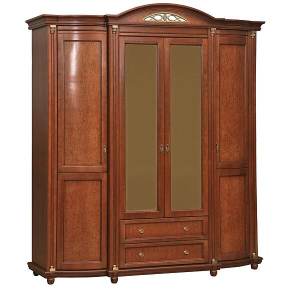 ტანსაცმლის კარადა 4დ «ვალენსია კლასიკი» პ3.0589.1.11, ადგილი: მყარი არყი, ფერი: წაბლისფერი