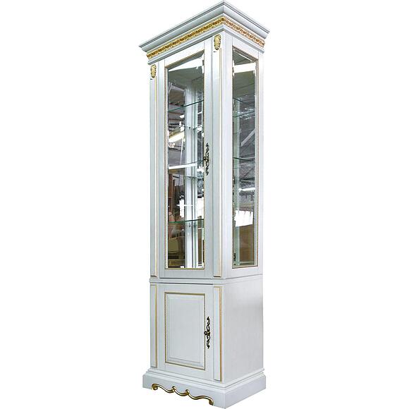 Шкаф комбинированный «Милана 1С» П4.265.2.09-01(396.09-01), Материал: Массив (дуб), Цвет: Слоновая кость с золочением