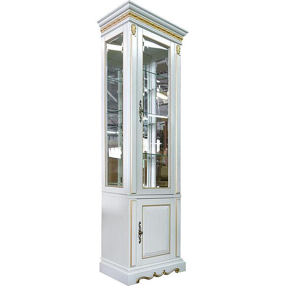 Шкаф комбинированный «Милана 1С» П4.265.2.09(396.09), Материал: Массив (дуб), Цвет: Слоновая кость с золочением