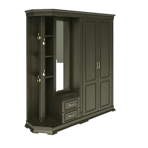 Шкаф комбинированный для прихожей «Верди Классик» П3.0487.3.01, Материал: Массив (дуб), Цвет: Венге