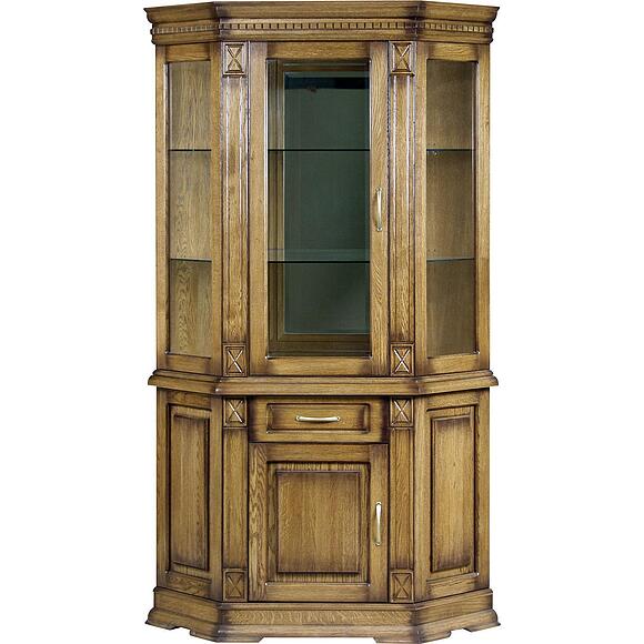 Шкаф комбинированный угловой «Верди Классик» П1.0487.0.18-01, Материал: Массив (дуб), Цвет: Дуб рустикаль с патинированием