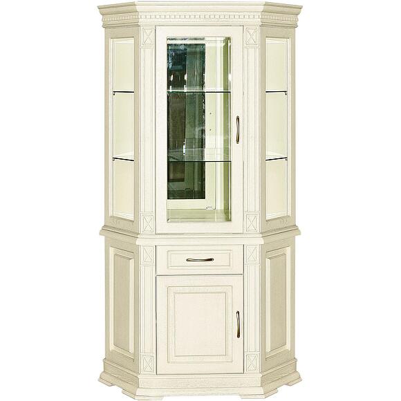 Шкаф комбинированный угловой «Верди Классик» П1.0487.0.18-01, Материал: Массив (дуб), Цвет: Слоновая кость