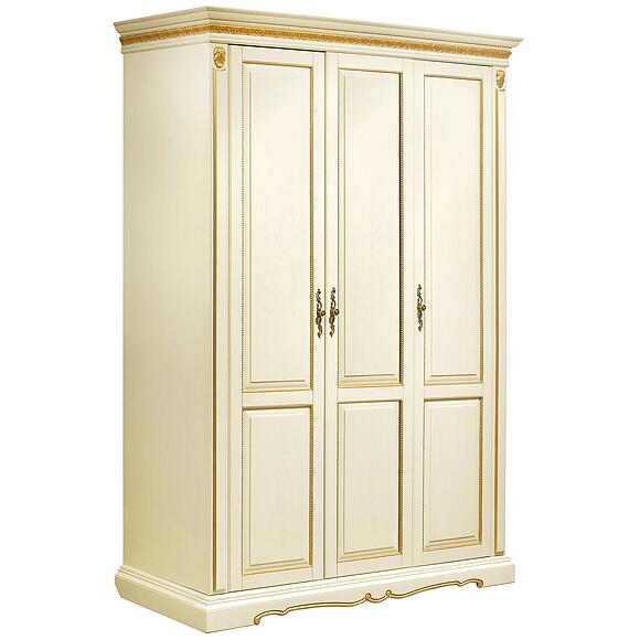 კარადა «მილანა 01/1» პ4.265.1.01(294.18), ადგილი: მასიური მუხა, ფერი: სპილოს ძვლის ფერი ოქროსფერი ორნამენტებით