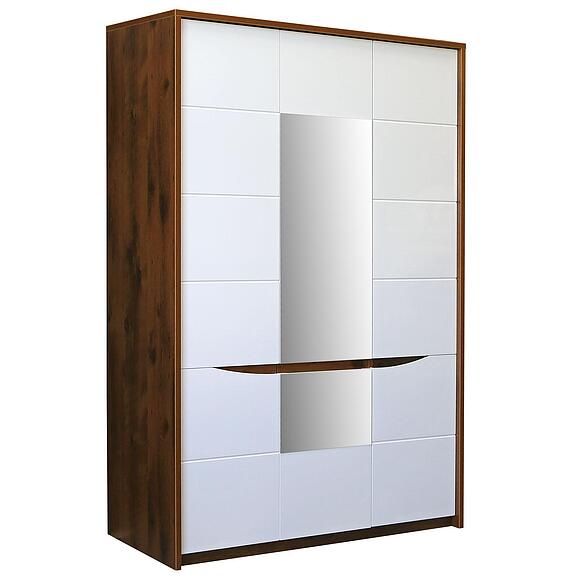 ტანსაცმლის კარადა «მონაკო» პ6.528.1.07-01 (П528.07), ადგილი: მდფ+პვხ, ფერი: მუხა სატერი+თეთრი პრიალა