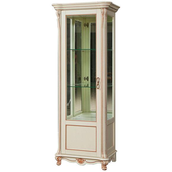 Шкаф-витрина «Алези» П1.350.0.08-01 (П350.08-01), Материал: ДСП+шпон, Цвет: Слоновая кость с золочением