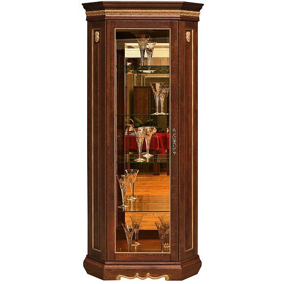 Шкаф с витриной «Милана 10» П4.265.0.10-01(265.10-01), Материал: Массив (дуб), Цвет: Черешня с золочением