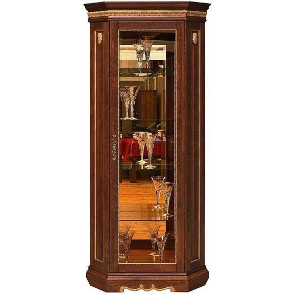 Шкаф с витриной «Милана 10» П4.265.0.10(265.10), Материал: Массив (дуб), Цвет: Черешня с золочением