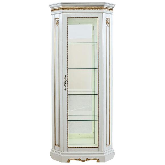 Шкаф с витриной «Милана 10» П4.265.0.10(265.10), Материал: Массив (дуб), Цвет: Слоновая кость с золочением