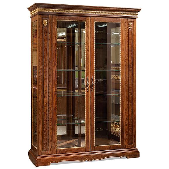 Шкаф с витриной «Милана 5» П4.265.0.05(265.05), Материал: Массив (дуб), Цвет: Черешня с золочением