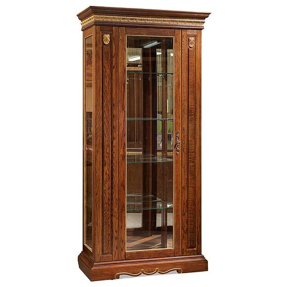 Шкаф с витриной «Милана 8» П4.265.0.08-01(265.08-01), Материал: Массив (дуб), Цвет: Черешня с золочением (shkaf_s_vitrinoi_milana_8_p265_08-01_chereshnya_zoloto.jpg) Шкаф с витриной «Милана 8» П4.265.0.08-01(265.08-01), Материал: Массив (дуб), Цвет: Черешня с золочением