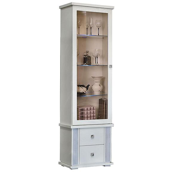 კარადა ვიტრინით «ტუნისი» პ6.343.0.21-01 (343.21შ), ადგილი: დსპ+შპონი, ფერი: სპილოსძვლისფერი ვერცხლით