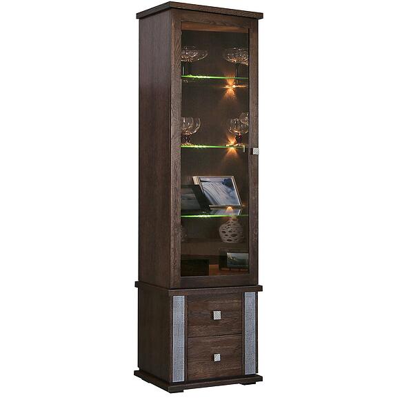 კარადა ვიტრინით «ტუნისი» პ6.343.0.21-01 (343.21შ), ადგილი: დსპ+შპონი, ფერი: ვენგე+ვერცხლი