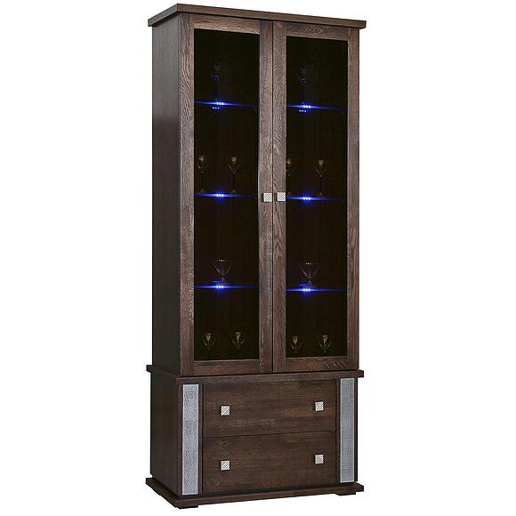 კარადა ვიტრინით «ტუნისი» პ6.343.0.22 (პ343.22შ), ადგილი: დსპ+შპონი, ფერი: ვენგე+ვერცხლი