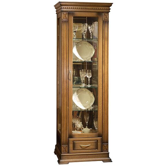 კარადა-ვიტრინა «ვერდი კლასიკი» პ1.0487.0.11, ადგილი: მასიური მუხა, ფერი: მუხის რუსტიკალი დაძველების ეფექტით