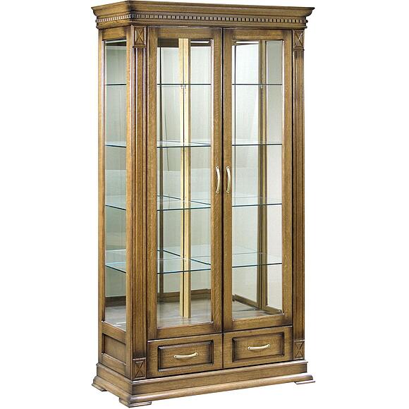 Шкаф-витрина 2д «Верди Классик» П1.0487.0.21, Материал: Массив (дуб), Цвет: Дуб рустикаль с патинированием