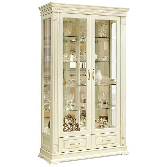 Шкаф-витрина 2д «Верди Классик» П1.0487.0.21, Материал: Массив (дуб), Цвет: Слоновая кость