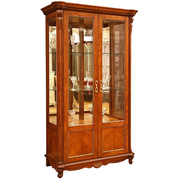 Шкаф с витриной «Алези» П1.350.0.19 (П350.19), Материал: Массив (дуб), Цвет: Античная бронза