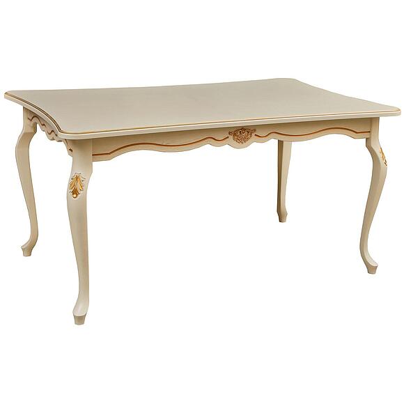 Стол обеденный «Алези» П1.350.4.05 (П353.05), Материал: Массив (дуб), Цвет: Слоновая кость с золочением