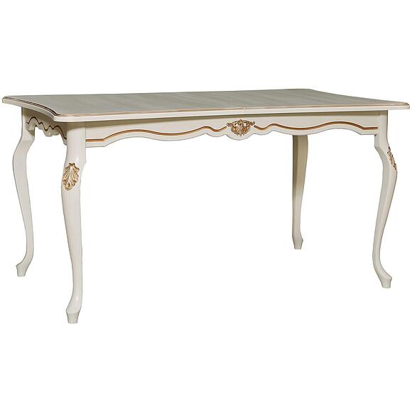 Стол обеденный «Алези» П1.350.4.06 (П353.06), Материал: Массив (дуб), Цвет: Слоновая кость с золочением