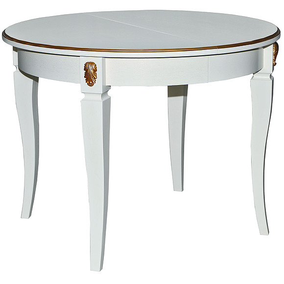 Стол «Милана 14/1А» П4.265.0.31(323.10), Материал: Массив (дуб), Цвет: Слоновая кость с золочением