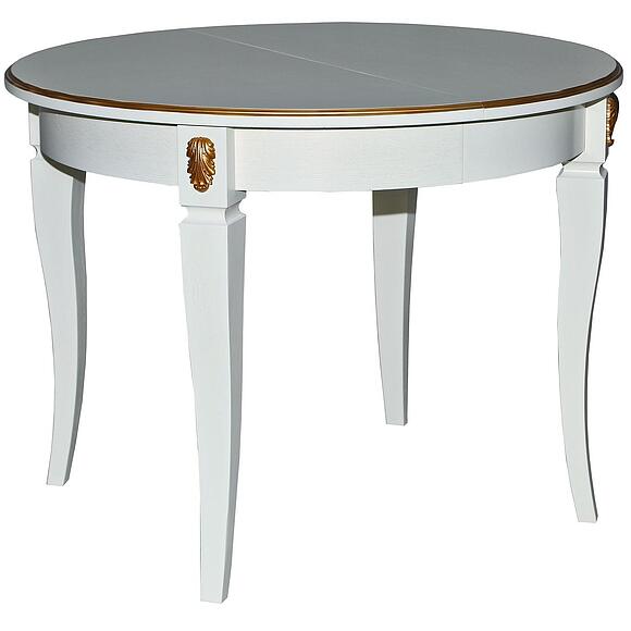 Стол «Милана 14/1А» П4.265.0.31(323.10), Материал: Массив (дуб), Цвет: Слоновая кость с золочением