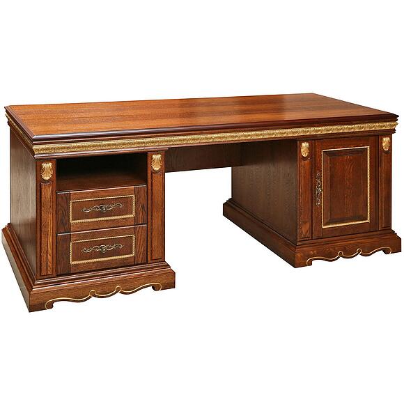 Стол «Милана 1П» П4.265.2.01(396.01), Материал: Массив (дуб), Цвет: Черешня с золочением