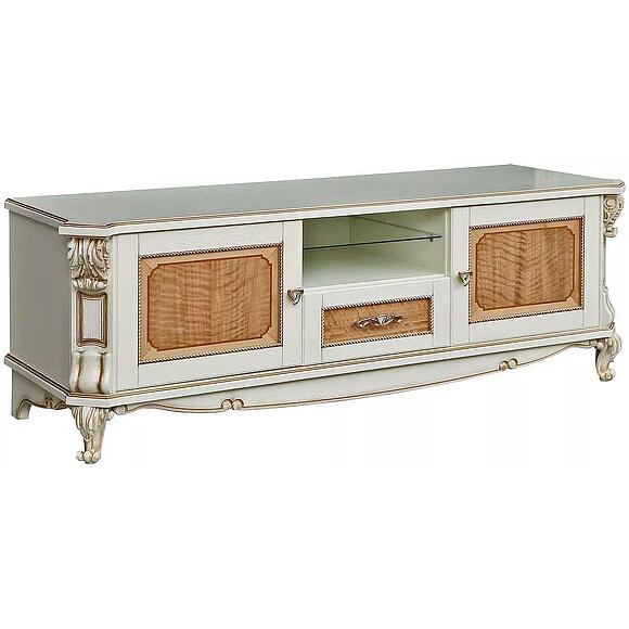 Тумба «Альба ТВ2с» П4.485.0.02 (П485.02с), Материал: Массив (дуб), Цвет: Слоновая кость с золочением (tumba_alba_tv_2_p485_02_slon_kost_zoloto-15e183121c1903.jpg) Тумба «Альба ТВ2с» П4.485.0.02 (П485.02с), Материал: Массив (дуб), Цвет: Слоновая кость с золочением