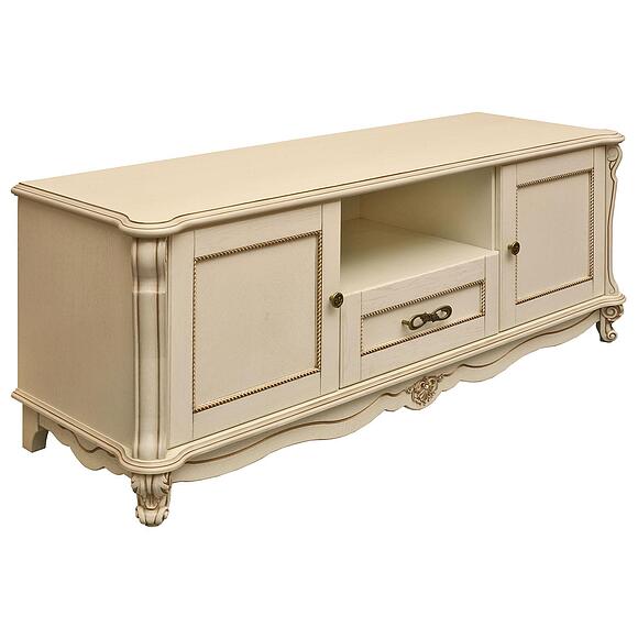 Тумба ТВ «Алези» П1.350.0.02 (П350.02), Материал: Массив (дуб), Цвет: Слоновая кость с золочением (tumba_alezi_tv2_p350_02_slon_kost.jpg) Тумба ТВ «Алези» П1.350.0.02 (П350.02), Материал: Массив (дуб), Цвет: Слоновая кость с золочением