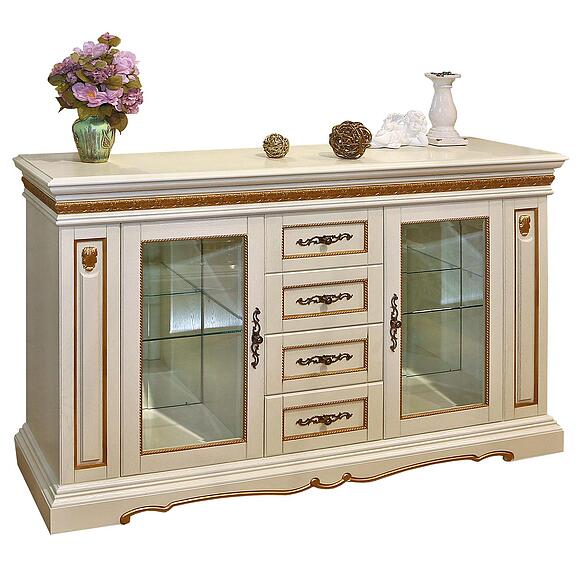 Тумба «Милана 14с» П4.265.0.14(265.14с), Материал: Массив (дуб), Цвет: Слоновая кость с золочением