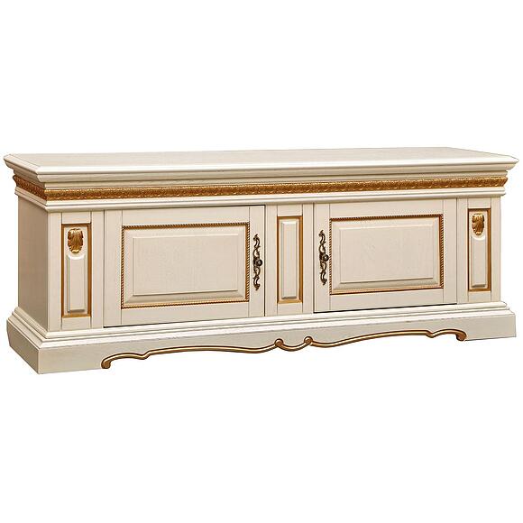 Тумба «Милана ТВ3с» П4.265.0.15(265.15с), Материал: Массив (дуб), Цвет: Слоновая кость с золочением