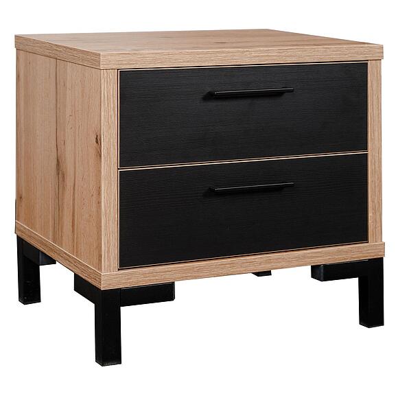 საძინებლის ტუმბო «ბლექვუდ ლოფტი» პ3.0556.1.16, ადგილი: ლდსპ, ფერი: მუხის ვოტანი + შავი