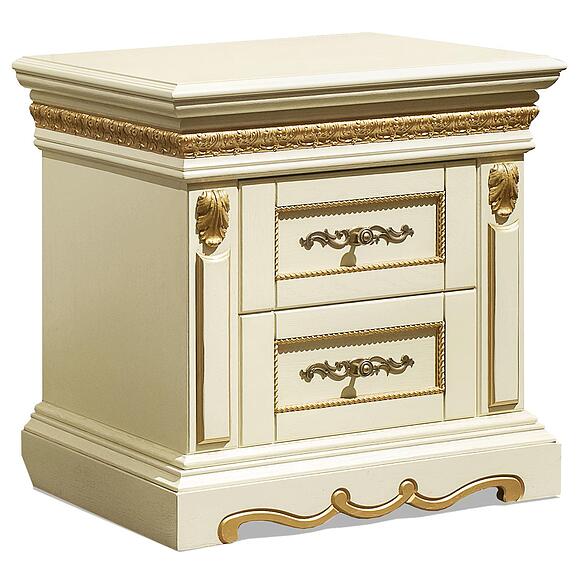 Тумба прикроватная «Милана 03с» П4.265.1.03(294.03с), Материал: Массив (дуб), Цвет: Слоновая кость с золочением