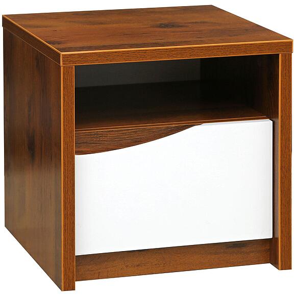 საწოლის ტუმბო «მონაკო» პ6.528.1.04 (П528.04-1), ადგილი: ლდსპ, ფერი: მუხა სატერი+თეთრი პრიალა