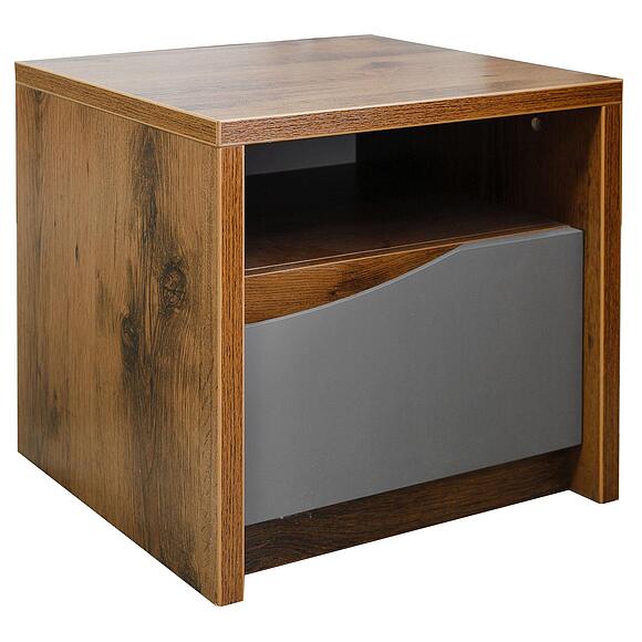 საწოლის ტუმბო «მონაკო» პ6.528.1.04 (П528.04-1), ადგილი: ლდსპ, ფერი: მუხის სატერი+რუხი მოკკო