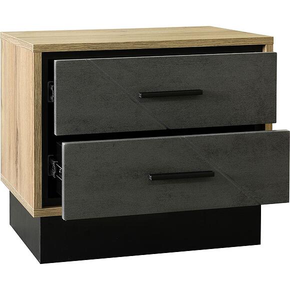 Тумба прикроватная «Лайн» П6.619.1.04 (П620.04), Материал: МДФ+ПВХ, Цвет: Камень серый/Дуб вотан/Чёрный