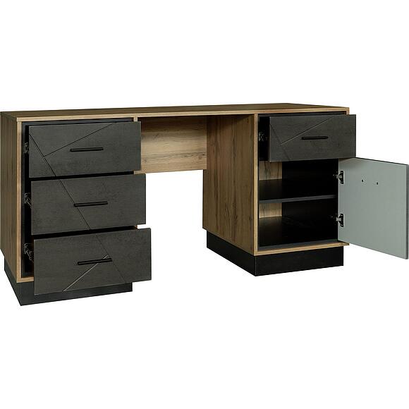 Стол письменный «Лайн» П6.619.2.15 (П619.15), Материал: МДФ+ПВХ, Цвет: Камень серый/Дуб вотан/Чёрный (Stol_Lain_P619-15_dyb_votan-kamen_ser.jpg) Стол письменный «Лайн» П6.619.2.15 (П619.15), Материал: МДФ+ПВХ, Цвет: Камень серый/Дуб вотан/Чёрный