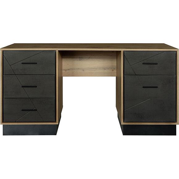 Стол письменный «Лайн» П6.619.2.15 (П619.15), Материал: МДФ+ПВХ, Цвет: Камень серый/Дуб вотан/Чёрный (Stol_Lain_P619-15_dyb_votan-kamen_seri.jpg) Стол письменный «Лайн» П6.619.2.15 (П619.15), Материал: МДФ+ПВХ, Цвет: Камень серый/Дуб вотан/Чёрный